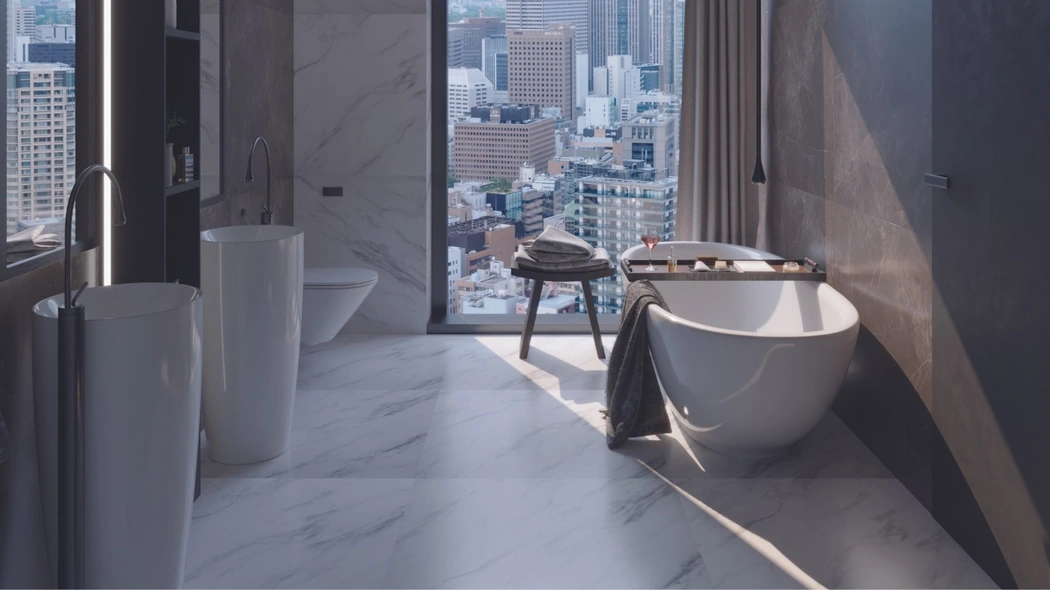 Pavimento Scacco effetto pietra nobile di Swing Floor