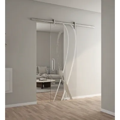 Porta interna scorrevole con decoro Linah di Visioni