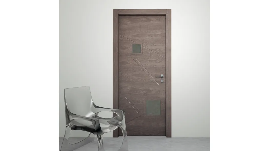 Porta per interni Prestige PG15 in Rovere con inserto in pietra di Sololegno
