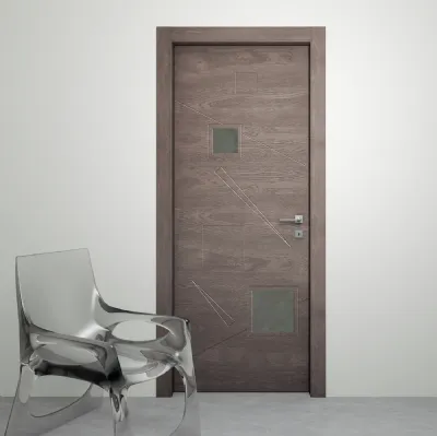Porta per interni Prestige PG15 in Rovere con inserto in pietra di Sololegno